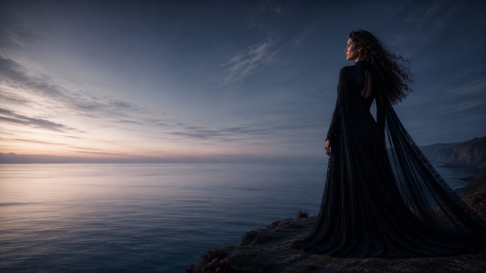 Yzmae davanti al mare all’alba, simbolo di rinascita e libertà